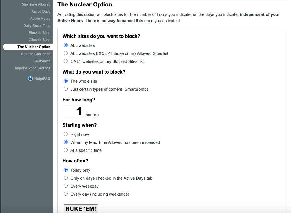 Chrome Extensions for Students-Stay Focusd Nuclear Option